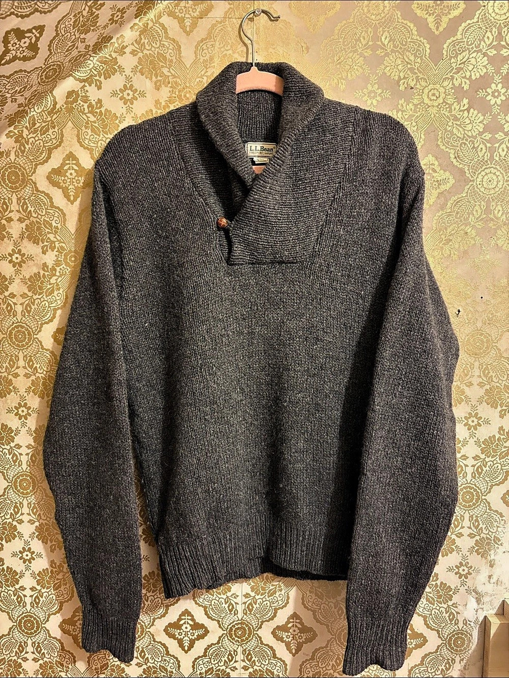Vintage L.L.Bean Freeport Maine Wool Shawl Collar Sweater Men's M
